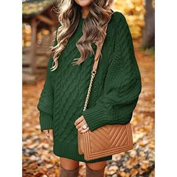 Oversized Cable Knit Sweater Dress - Cozy Fall Style