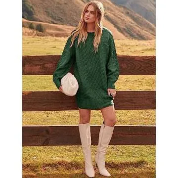 Oversized Cable Knit Sweater Dress - Cozy Fall Style