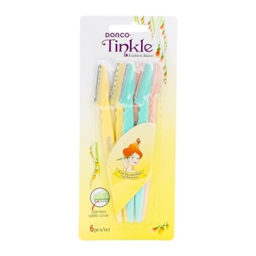 Tinkle Dermaplaning Tool 6 razors/Dermaplanie Razor, Eyebrow Razor, Facial Razor, Face Razor Peach Fuzz Remover, Exfoliating Face With Stainless Steel Safety Cover for Sensitive Skin