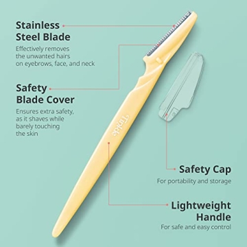 Tinkle Dermaplaning Tool 6 razors/Dermaplanie Razor, Eyebrow Razor, Facial Razor, Face Razor Peach Fuzz Remover, Exfoliating Face With Stainless Steel Safety Cover for Sensitive Skin