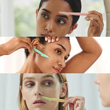 Tinkle Dermaplaning Tool 6 razors/Dermaplanie Razor, Eyebrow Razor, Facial Razor, Face Razor Peach Fuzz Remover, Exfoliating Face With Stainless Steel Safety Cover for Sensitive Skin