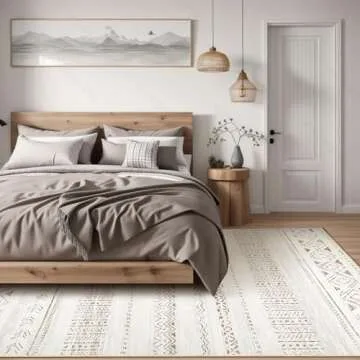 Large Living Room Area Rug 5x7: Soft Machine Washable Boho Moroccan Farmhouse Rugs for Bedroom Under...