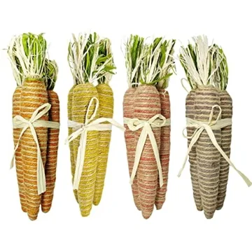 Nature Vibe 11 Inches Sisal Carrot Easter Decor - 12 Pack Multicolor Carrot Decor with Raffia Bow fo...