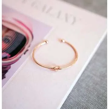 PAVOI 14K Gold Plated Forever Love Knot Infinity Bangle Bracelets for Women | Adjustable White Gold Bracelet