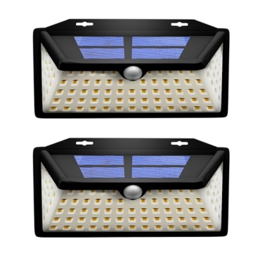 WBM Smart Solar Lights Outdoor 100 LED Wall Lights with Adjustable Modes, IP65 Waterproof, Energy-Sa...