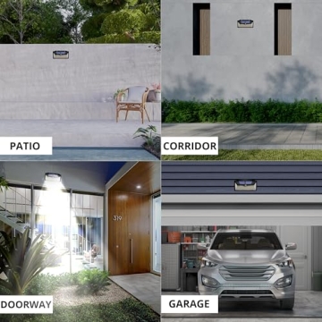 WBM Smart Solar Lights Outdoor 100 LED Wall Lights with Adjustable Modes, IP65 Waterproof, Energy-Saving Security Lighting for Front Door, Yard, Garage, Deck – Easy-to-Install, 2 Pack