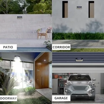 WBM Smart Solar Lights Outdoor 100 LED Wall Lights with Adjustable Modes, IP65 Waterproof, Energy-Saving Security Lighting for Front Door, Yard, Garage, Deck – Easy-to-Install, 2 Pack