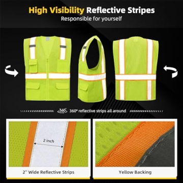 SHORFUNE High Visibility Safety Vest for Men & Women