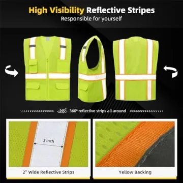 SHORFUNE High Visibility Safety Vest for Men & Women