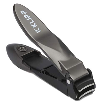 Nail Clippers for Men with Catcher - KLIPP Heavy Duty Razor-Sharp Self-Collecting Nail Cutter, Ergon...