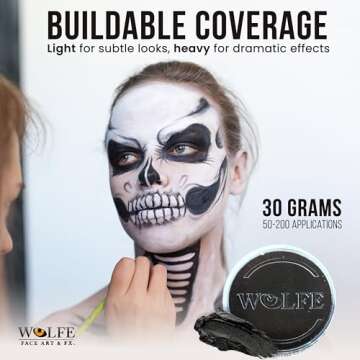 Wolfe FX Face Paints - Black 010 (30 gm) for All Occasions