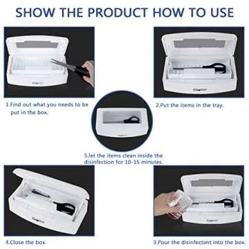 Gusnilo Sanitizing Tray - Disinfectant Container Nail Tool Sterilizer Box Plastic Sanitizing Box for Nail Tools, Hair Salon,Spa (Clear Lid, white)