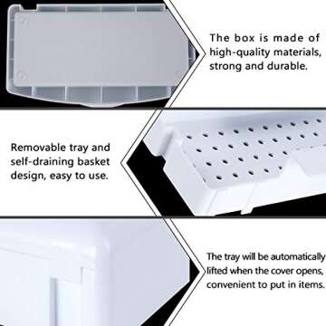 Gusnilo Sanitizing Tray - Disinfectant Container Nail Tool Sterilizer Box Plastic Sanitizing Box for Nail Tools, Hair Salon,Spa (Clear Lid, white)