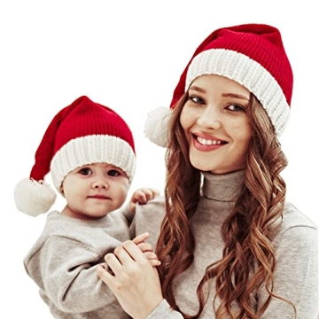 Santa Hats Family Matching Xmas Knit Hat for Parent-Child Fun