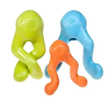 WEST PAW Zogoflex Tizzi Treat Dispensing Dog Toy (Small, Aqua) & Zogoflex Qwizl Dog Puzzle Treat Toy (Small, Tangerine) – Interactive Toy for Dogs – Dispense Pet Treats