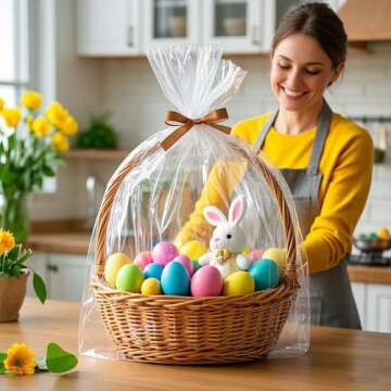 Morepack Large Cellophane Gift Bags - 20 Pack Clear Wrap