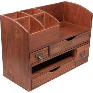 Executive Office Solutions Adjustable Wooden Desk Organizer for Office Supplies