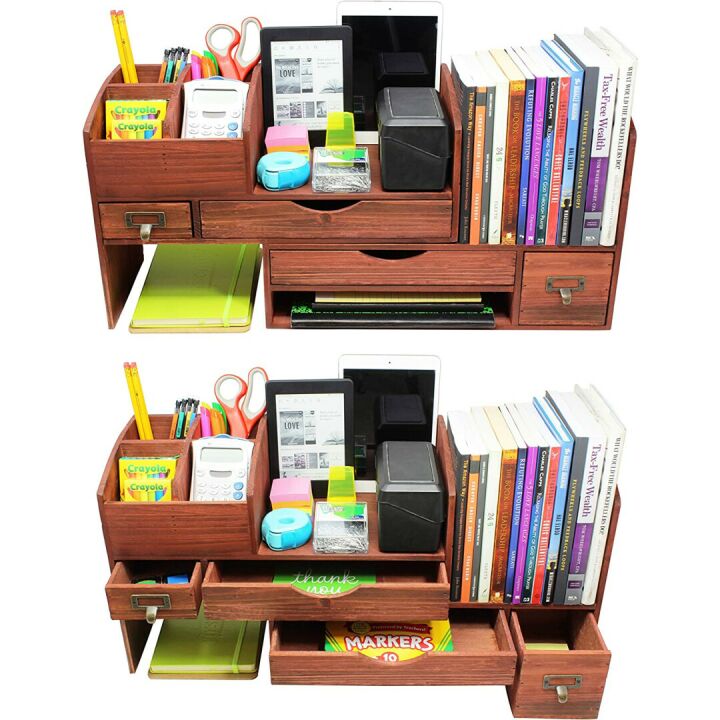 Adjustable Wooden Office Desk Organizer for All Uses
