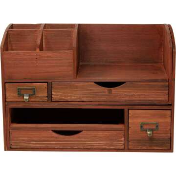 Adjustable Wooden Office Desk Organizer for All Uses