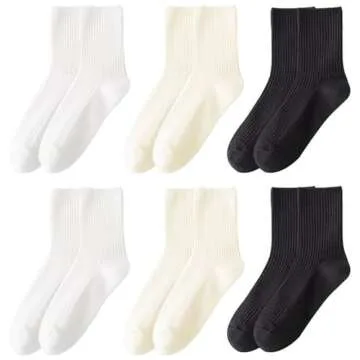 MarJunSep Women's Cotton Crew Socks Cute Neutral Ribbed Knit Slouch Boot Socks in Box for Women Gran...