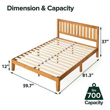 ZINUS Alexia Wood Platform Bed Frame with headboard, Solid Wood Foundation with Wood Slat Support, N...