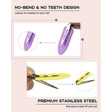 No Crease Hair Clips, 60 Pcs 2.3in Duck Billed Clips for Hair Sectioning and Styling (6 Colors)