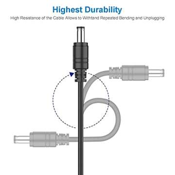 2-Pack 10ft DC Extension Cord 5.5mm x 2.1mm, Universal DC 12V Power Extension Cable for Security Cam...