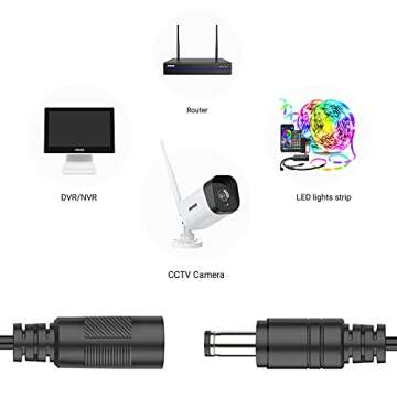 2-Pack 10ft DC Extension Cord 5.5mm x 2.1mm, Universal DC 12V Power Extension Cable for Security Camera, LED Strip, CCTV IP Surveillance, 5V 9V 24V 12 Volt Male to Female Plug Supply Adapter