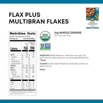 Nature's Path Organic Flax Plus Multibran Flakes Cereal, 13.25 Ounce (Pack of 6), Non-GMO, 16g Whole Grains, with Omega-3 Rich Flax Seeds