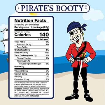 Pirate's Booty Aged White Cheddar Cheese Puffs, Gluten Free, Healthy Kids Snacks, 4oz Grocery Size Snack Bag