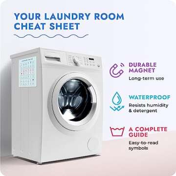Laundry Symbols Magnet for Easy Clothing Care - Laundry Symbol Guide for Home, Dorms & Laundromats - Laundry Symbols Sign - Laundry Room Decor and Accessories - Laundry Sign for Laundry Wall Decor