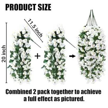 Sggvecsy Artificial Fake Hanging Flowers Plants for Outdoor Outside Spring Summer Decoration 2PCS Fa...