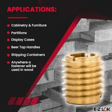 E-Z LOK 400-4 Threaded Insert, Brass, Knife Thread, 1/4"-20 Internal Threads, 0.500" Length (Pack of 25)