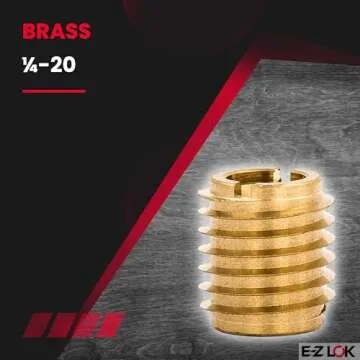 E-Z LOK 400-4 Threaded Insert, Brass, Knife Thread, 1/4"-20 Internal Threads, 0.500" Length (Pack of 25)