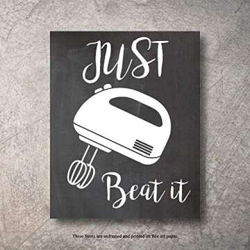 Home Decor Funny Gift 6 Kitchen Wall Art Prints Kitchenware with Sayings Unframed Farmhouse Home Office organization Signs Bar Accessories Decorations sets white house Deco Kitchen Decor (5"x7")