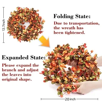 Sggvecsy 20'' Fall Wreath for Autumn Decor and Gifts