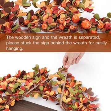 Sggvecsy 20'' Fall Wreath for Autumn Decor and Gifts