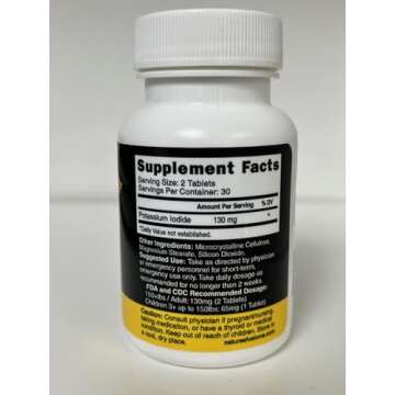 Potassium Iodide Tablets 130 mg (5 Pack) - (300 Tablets) EXP 10/2032 - Ki Pills Potassium Iodine Tablets - Potassium Iodine Pills YODO Naciente