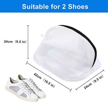 2Pcs Shoe Washing Bag for Washing Machine, LIOUCBD Mesh Laundry Bags for travel, Metal Zipper Wash B...