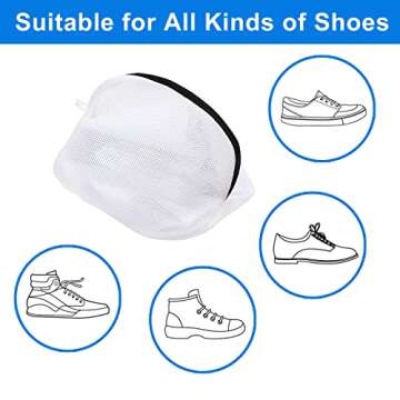 2Pcs Shoe Washing Bag for Washing Machine, LIOUCBD Mesh Laundry Bags for travel, Metal Zipper Wash Bag for Delicates, Shoe Dryer Bag for Sneakers Flat Shoes Laundry Washing Machine (16.5*9.5*9.5 in)