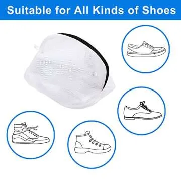 2Pcs Shoe Washing Bag for Washing Machine, LIOUCBD Mesh Laundry Bags for travel, Metal Zipper Wash Bag for Delicates, Shoe Dryer Bag for Sneakers Flat Shoes Laundry Washing Machine (16.5*9.5*9.5 in)
