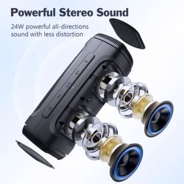 DOSS Bluetooth Speaker, Portable Wireless Bluetooth Speaker with 24W Powerful Sound, Rich Bass, IPX6...