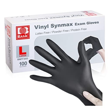 Oh! Trendy Disposable Medical Black Vinyl Exam Gloves - Latex-Free & Powder-Free 100PCS (BK-Large)