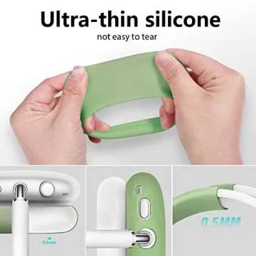 Case for Airpods Max Headphones, Ear Pad Case Cover/Ear Cups Cover/Headband Cover for AirPods Max (USB-C/Lightning)(2024/2020),Silicone for Airpod Max, Accessories Cases(Cactus Green)