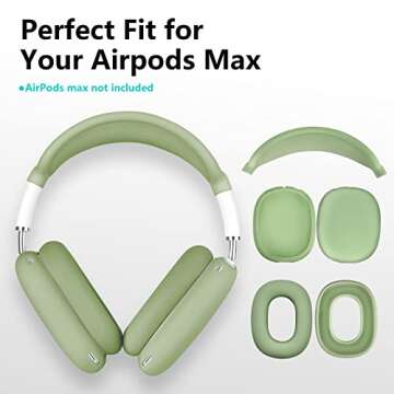 Case for Airpods Max Headphones, Ear Pad Case Cover/Ear Cups Cover/Headband Cover for AirPods Max (USB-C/Lightning)(2024/2020),Silicone for Airpod Max, Accessories Cases(Cactus Green)