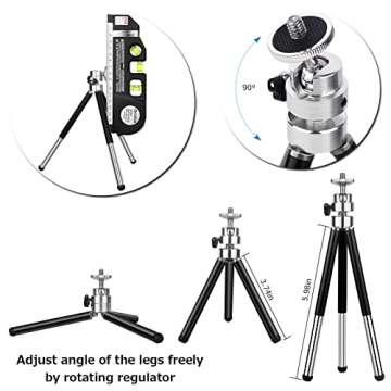 Laser Level line tool, Qooltek Multipurpose Cross Line Laser Adjusted Standard and Metric Rulers for hanging picture with Metal Tripod Stand and Rechargeable Battery(Black)