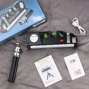 Qooltek Multipurpose Laser Level Tool with Tripod & Charger