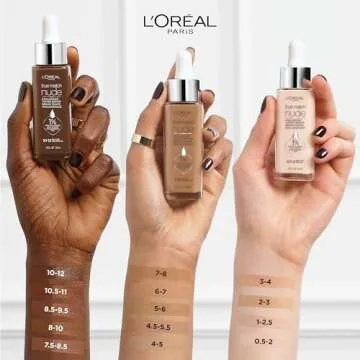 L’Oréal Paris True Match Nude Hyaluronic Tinted Serum Foundation with 1% Hyaluronic acid, Medium Deep 8.5-9.5, 1 fl. oz.