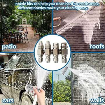 4 GPM Pressure Washer Nozzle,Jrod Tip Water Cleaning Soft Wash Nozzle kits,4 Way J Rod Washing Tip Holder,1/4" Quick Connect 0° 25° 40°