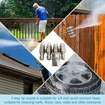 4 GPM Pressure Washer Nozzle,Jrod Tip Water Cleaning Soft Wash Nozzle kits,4 Way J Rod Washing Tip Holder,1/4" Quick Connect 0° 25° 40°